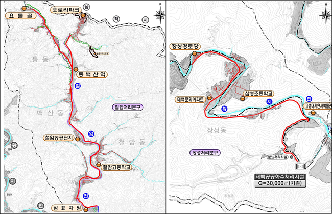 ▲ 태백시가 환경부와 강원특별자치도에 지속적으로 신규사업을 건의해 총사업비 713억 원(국·도비 642억 원, 시비 71억 원)을 확보, 철암분구와 장성2분구 하수관로 정비사업을 본격 추진한다. ⓒ태백시