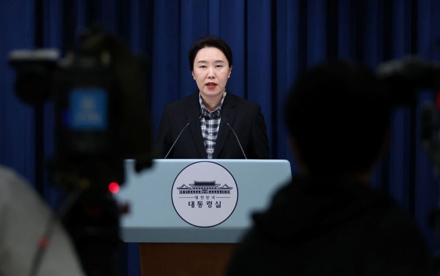 ▲ 강유정 대변인이 20일 서울 용산 대통령실 청사에서 캄보디아 범정부TF 2차회의 관련 브리핑을 하고 있다. ⓒ뉴시스