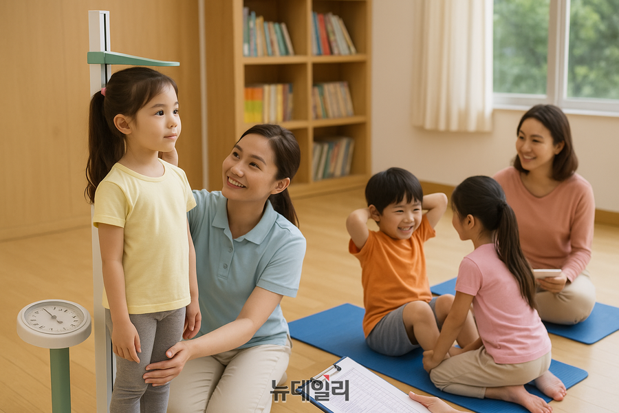 ▲ 유아 체력 측정 ⓒAI생성