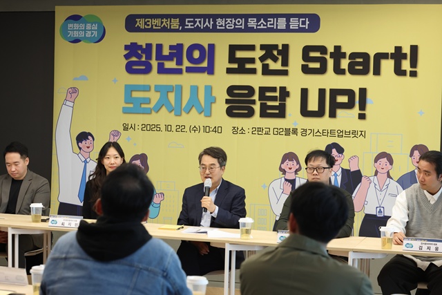 ▲ 김동연 경기도지사가 22일 성남시 제2판교 G2블록에서 열린 '경기스타트업브릿지' 개소식에에 참석해 인사말을 하고 있다. ⓒ경기도 제공
