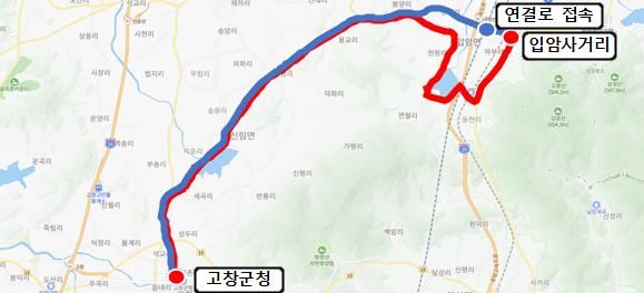 ▲ 호남고속도로 내장산IC 연결로 지방도 접속 사업 지도 ⓒ국토교통부