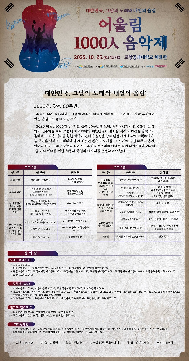 ▲ ‘2025 어울림1000인음악제’ 포스터.ⓒ포항교육청