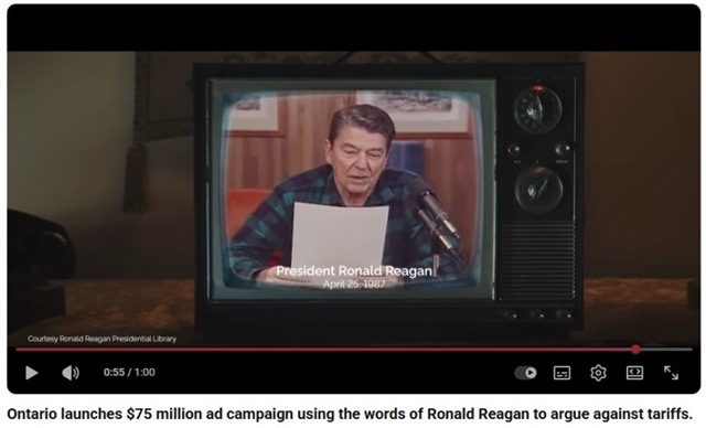 ▲ 관세 관련 캐나다 TV 광고 화면. 토론토선 유튜브 화면 갈무리. ⓒ연합뉴스