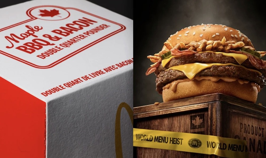 ▲ 맥도날드 캐나다의 '메이플 BBQ & 베이컨 더블 쿼터 파운더'. ©맥도날드 UK