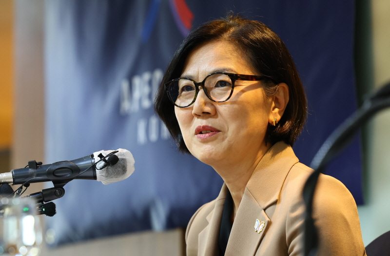 ▲ 오현주 국가안보실 제3차장이 27일 서울 중구 프레스센터에서 외신기자클럽 기자간담회를 하고 있다. ⓒ뉴시스