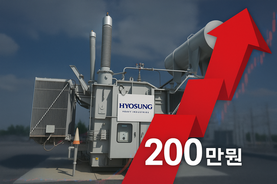 ▲ 효성중공업 주가가 29일 10시 기준 200만원을 돌파했다. ⓒChatGPT 생성 이미지