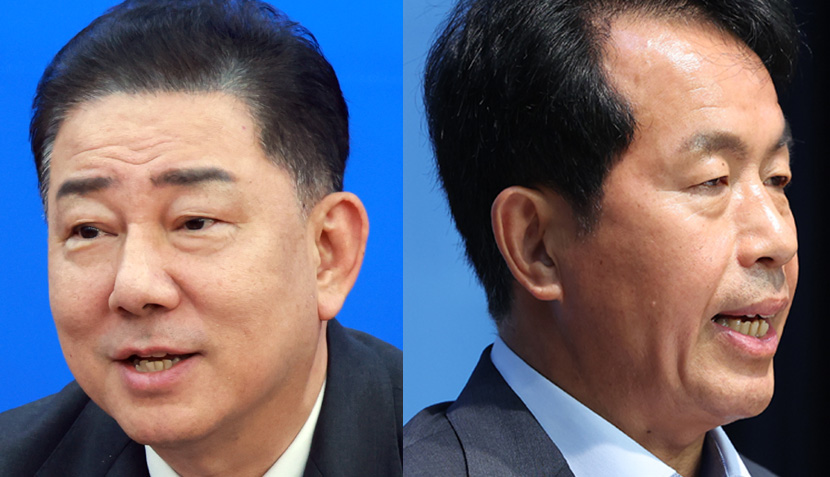 ▲ 김병기 더불어민주당 원내대표(왼쪽)와 윤종오 진보당 원내대표. ⓒ뉴시스