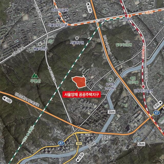 ▲ 서울 양재 공공주택지구 위치도. ⓒLH