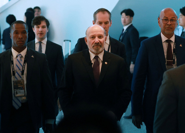 ▲ 하워드 러트닉 미국 상무장관이 29일 경북 경주예술의전당에서 열린 한미 비즈니스 라운드 테이블에 참석하고 있다. (공동취재) 2025.10.29. ⓒ뉴시스