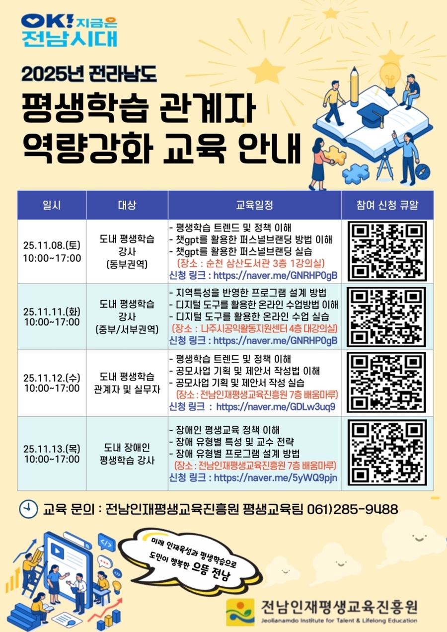 ▲ 평생학습 관계자 역량강화 교육 안내 홍보물ⓒ전라남도 제공