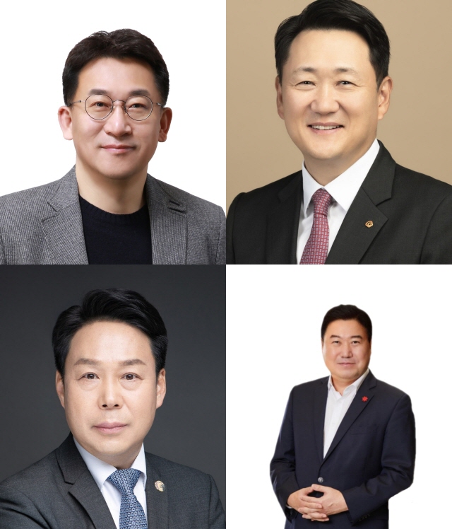 ▲ (왼쪽 위부터 시계방향으로) 김영식 SK에코플랜트 대표, 김우석 한화 건설부문 대표, 강승협 신세계건설 대표, 김영범 코오롱글로벌 대표ⓒ각사