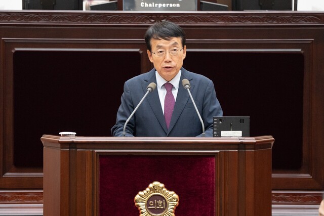▲ 인천시의회 허식 의원이 5일 열린 제305회 제2차 정례회 제1차 본회의에서 5분 자유발언을 하고 있다. ⓒ인천시의회 제공