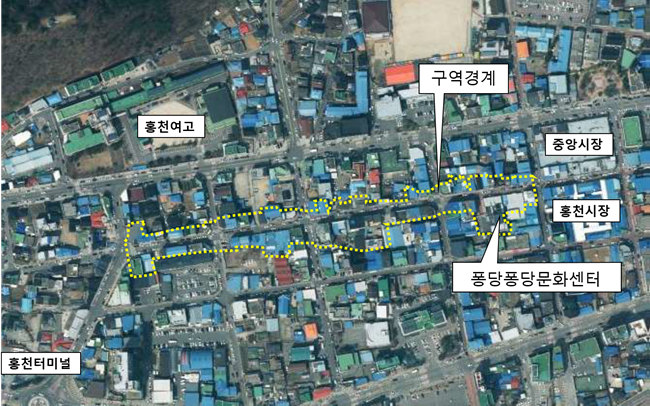 ▲ 홍천군 최초로 지정된 홍천읍 신장대리 자율상권구역. ⓒ홍천군