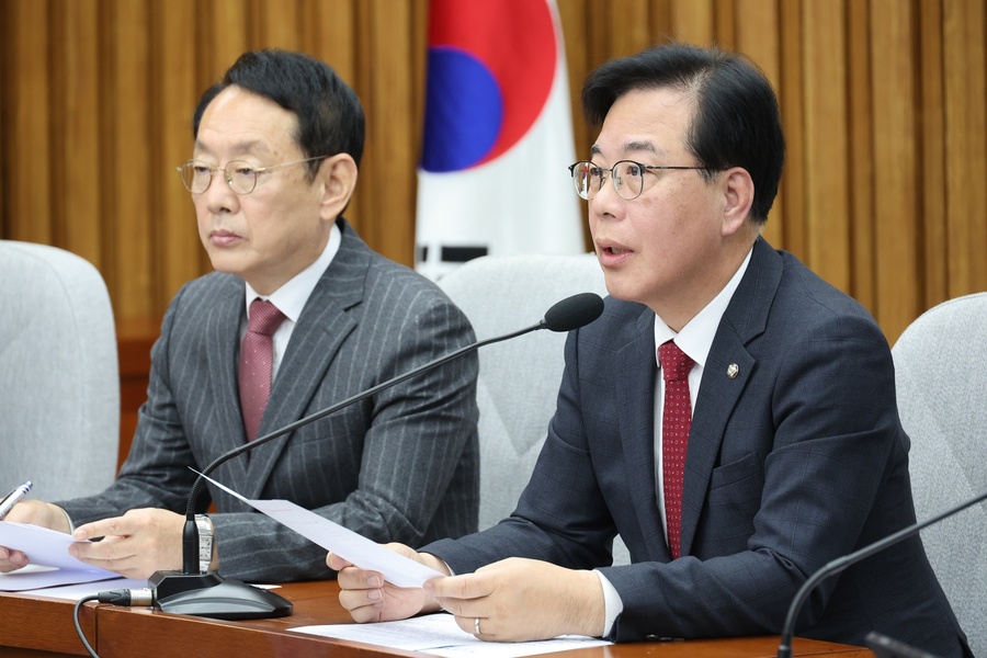 ▲ 송언석 국민의힘 원내대표가 7일 국회에서 열린 원내대책회의에서 발언하고 있다. ⓒ연합뉴스