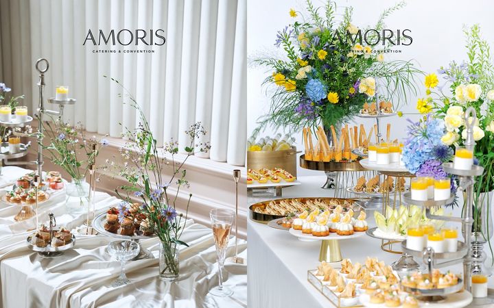 ▲ 아워홈 컨벤션 전문 브랜드 아모리스 케이터링 메뉴와 연출ⓒ아워홈