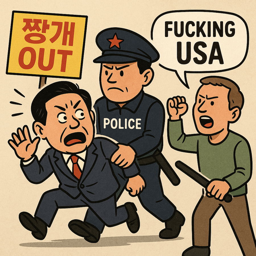 이재명 정권은 친중정권이란 속살이 하나둘씩 드러나고 있다. 표현의 자유마저 억압당하는 공안경찰국가 시대. 그 암울한 그림자가 서서히 드리우고 있다. ⓒ 챗Gpt