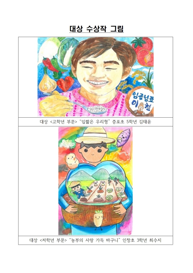 ▲ '농심천심(農心天心) 경기도 어린이 그림 그리기 대회' 수상작. ⓒ경기농협 제공