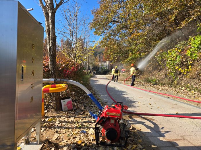 ▲ 도심 인근 산불 대비 대응훈련 모습.ⓒ세종북부소방서