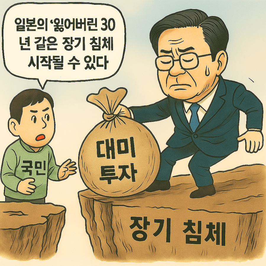 ▲ 일본의 '잃어버린 30년'이 남의 일이 아니다. 이재명 정권의 지금 같은 번기업 정책이 폭주하면 우리도 같은 짝이 날 수 있다. ⓒ 챗Gpt