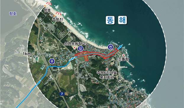 ▲ 우암 자연재해위험개선지구 정비사업 위치도. ⓒ강릉시