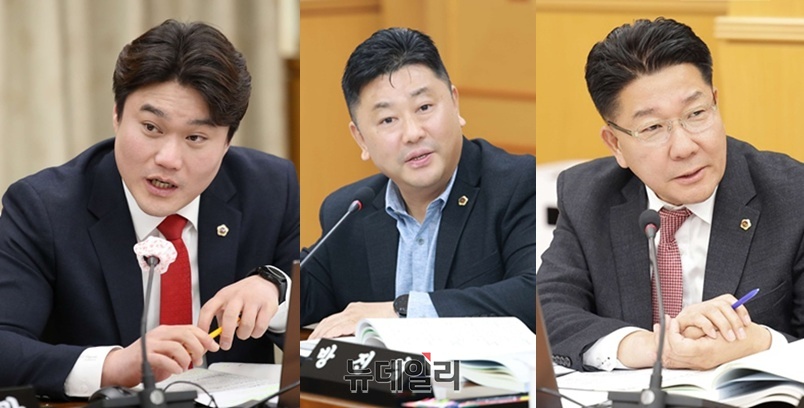 ▲ 왼쪽부터, 김선광.방진영.송활섭의원.ⓒ김경태기자