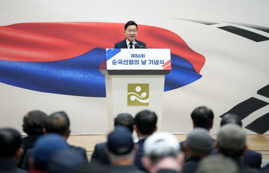 ▲ 제86주년 순국선열의 날 기념식_ 강위원 전남도 경제부지사가 인사말을 하고있다.ⓒ전라남도 제공