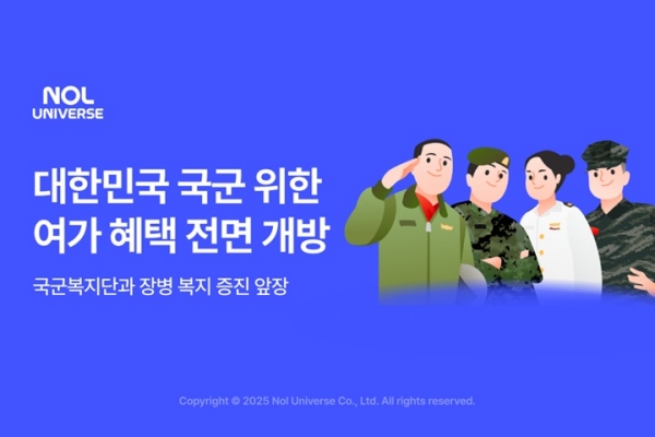 ▲ 놀유니버스가 국군 장병과 가족의 여가 접근성을 높이기 위해 다양한 전용 혜택 마련에 나선다.ⓒ놀유니버스