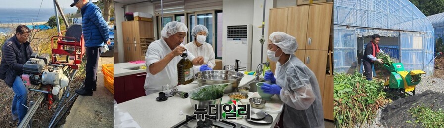 ▲ (좌측부터) 김지호, 박기찬, 정연학 씨. 지역 내 농업 현장에 어려움 해소를 위해 불철주야 애쓰고 있는 이들을 농업계에서는 '잔다르크 3인방'이라 부르고 있다. ⓒ뉴데일리