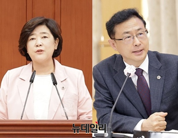 ▲ 왼쪽부터  안경자, 민경배의원 ⓒ김경태 기자