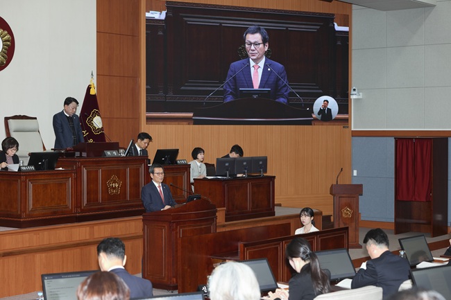 ▲ 김홍규 시장은 시의회 시정연설에서 