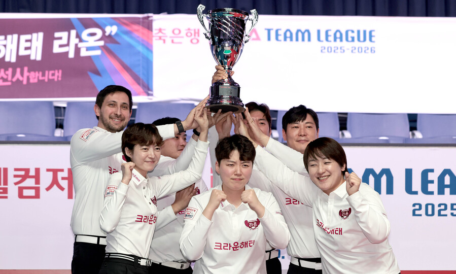 ▲ 3라운드 꼴찌 크라운해태가 놀라운 반전을 일궈내며 4라운드 우승을 차지했다.ⓒPBA 제공