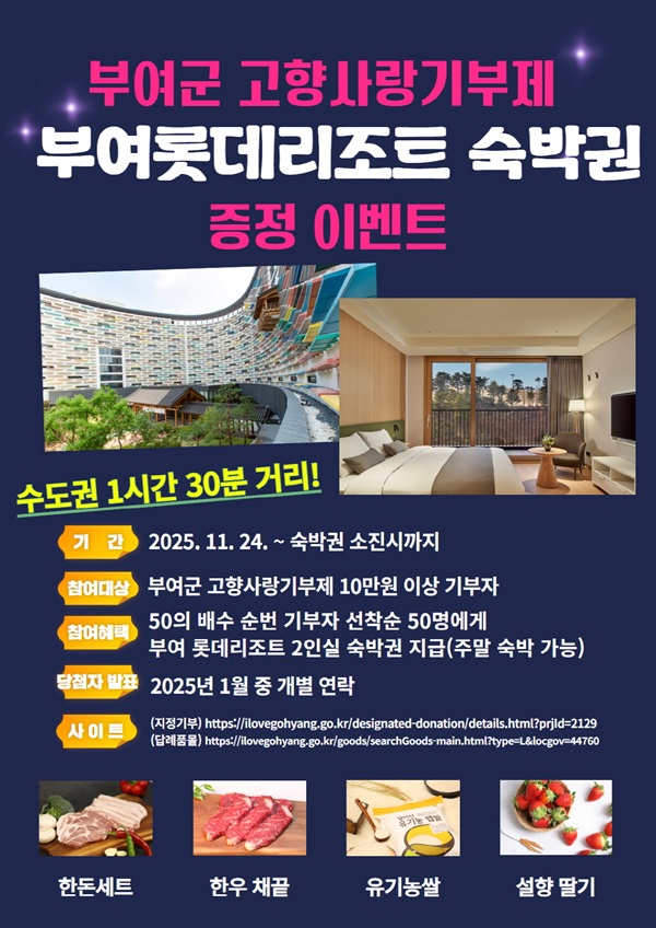▲ 부여군의 ‘부여롯데리조트 숙박권 증정 이벤트’ 홍보물.ⓒ부여군