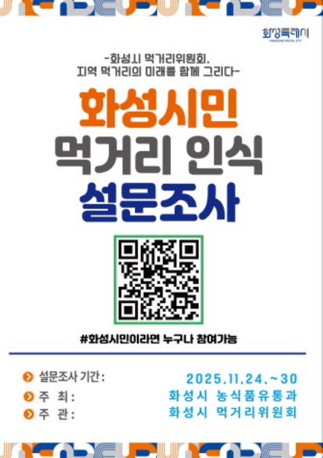 ▲ 먹거리 인식 설문조사 포스터ⓒ화성시 제공