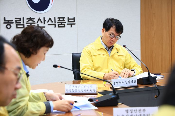 ▲ 아프리카돼지열병(ASF) 중앙사고수습본부는 25일 당진시 소재 돼지농장(463마리 사육)에서 ASF가 확진됨에 따라 관계부처와 지방정부가 참여하는 중수본 회의를 개최했다고 밝혔다.ⓒ농림축산식품부