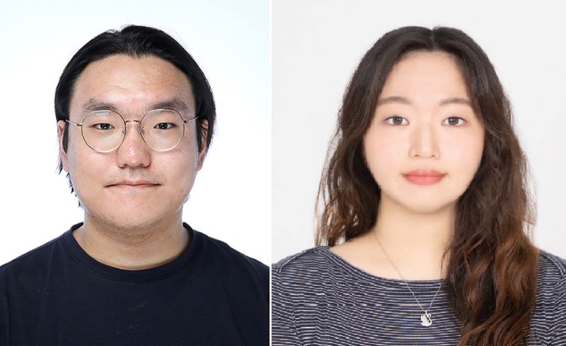 ▲ 한국통신학회 주최 한국 인공지능 학술대회에서 우수 논문상을 수상한 상명대 공과대학 휴먼지능로봇공학과 4학년 최용훈(왼쪽) 학생과 3학년 김민서 학생.ⓒ상명대