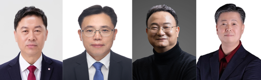 ▲ (왼쪽부터)류재철 LG전자 신임 최고경영자(CEO), 김동춘 LG화학 신임 CEO, 문혁수 LG이노텍 CEO, 이재용 디앤오 CEO.ⓒLG