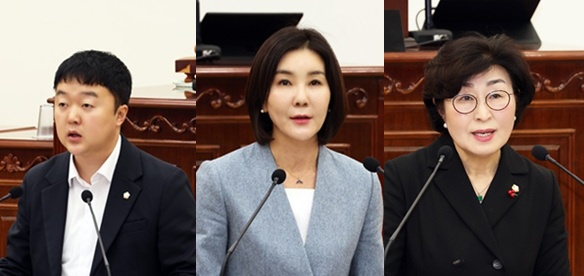 ▲ 대전 유성구의회는 제282회 정례회 제2차 본회의에서 박석연·인미동·최옥술 의원이 발언하고 있다.ⓒ유성구의회