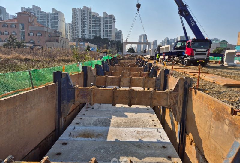 ▲ 배방도시침수 대응사업 공사 현장 모습.ⓒ아산시