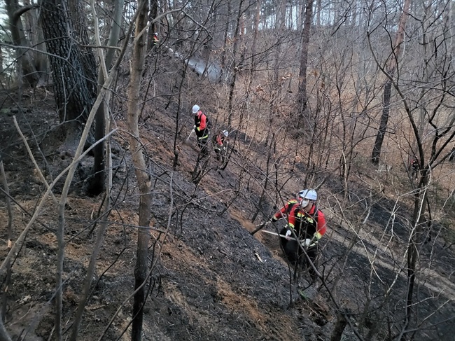 ▲ 산불진화 모습. ⓒ양양군