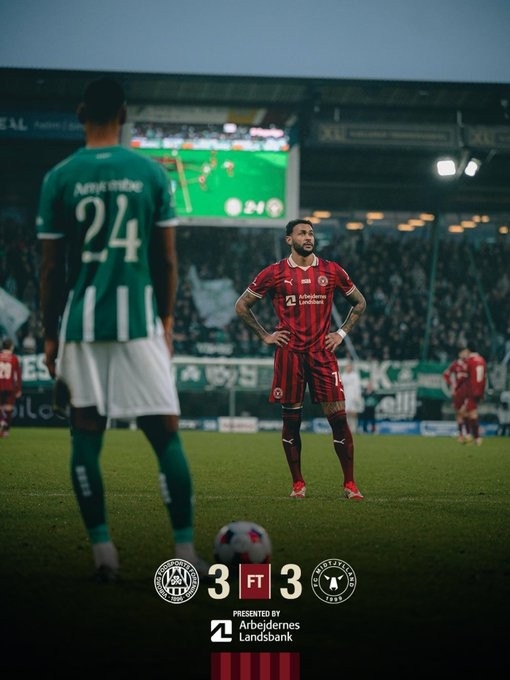 ▲ 조규성이 풀타임을 소화한 가운데 미트윌란은 비보르와 3-3 무승부를 기록했다.ⓒ미트윌란 제공