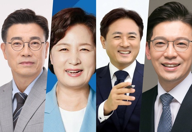 ▲ (왼쪽부터)최원용 전 평택부시장, 추미애 국회의원, 유명식 전 한국일보 기자, 현근택 전 수원시 제2부시장. ⓒ뉴데일리 DB