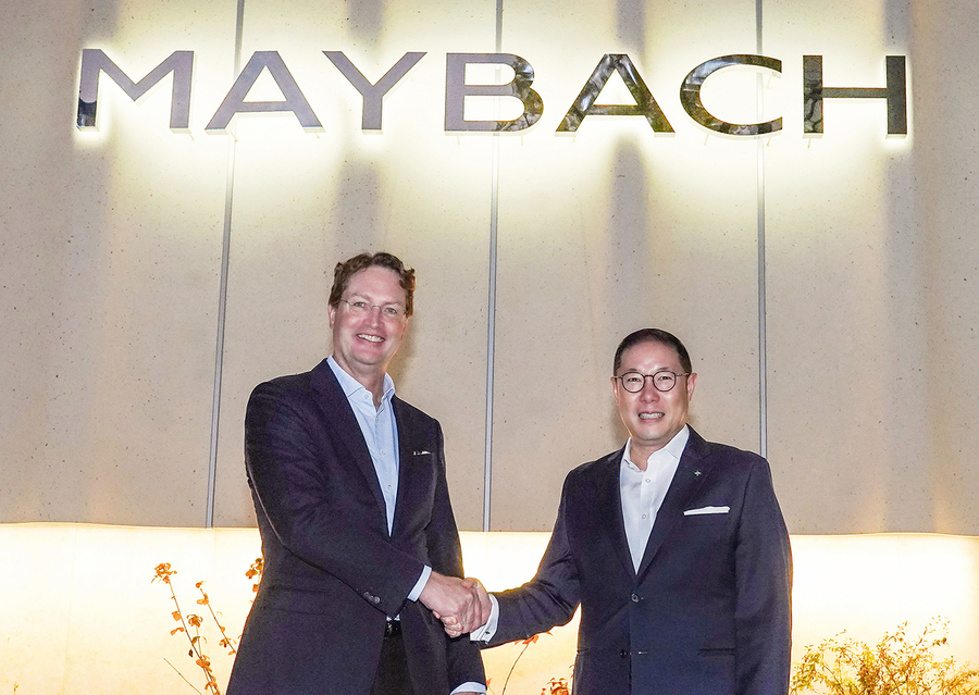 ▲ 조현상 부회장이 올라 칼레니우스 벤츠그룹 이사회 의장 겸 CEO와 회동한 모습.  ⓒHS효성