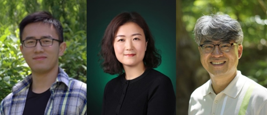 ▲ 연구진. 왼쪽부터 고려대 딩치항(Ding Qihang) 박사과정, 길림대 수린(Xu Lin) 교수, 고려대 김종승 교수.ⓒ고려대