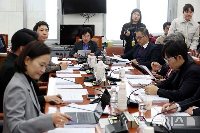 ▲ 김현 국회 과방위 정보통신방송법안심사소위원장이 10일 오전 서울 여의도 국회에서 열린 과학기술정보방송통신위원회 정보통신방송법안심사소위원회에서 회의를 주재하고 있다. 2025.12.10. ⓒ뉴시스