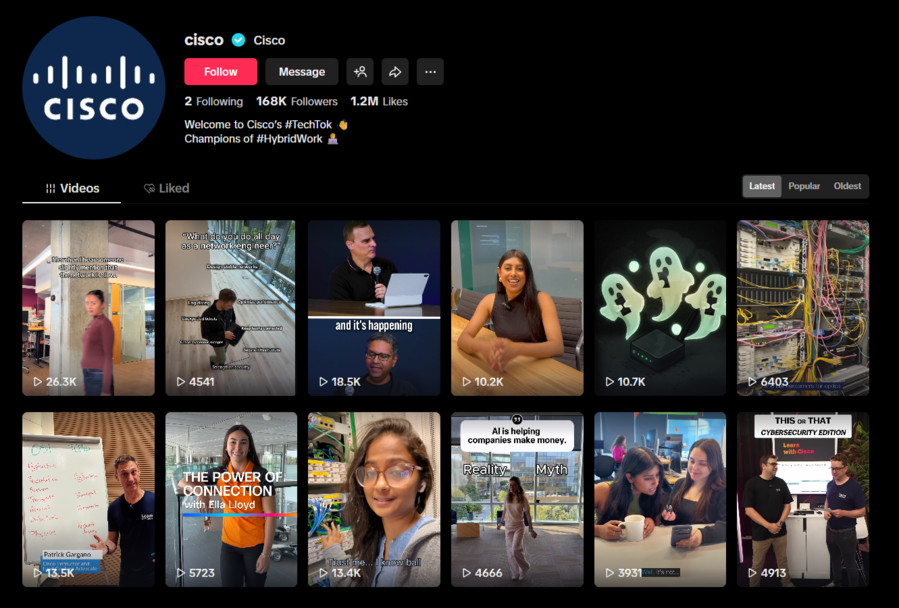 ▲ ⓒ시스코 틱톡 채널 갈무리