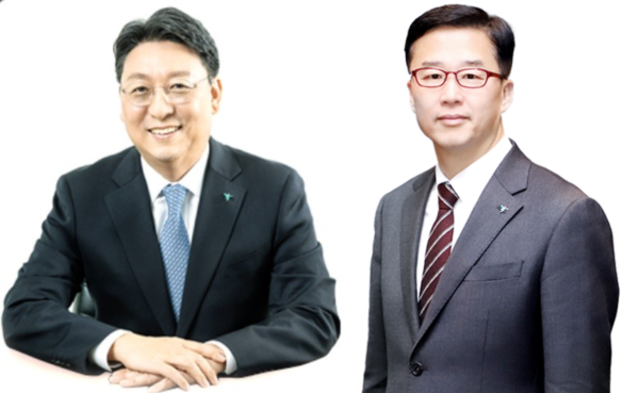 ▲ (왼쪽부터)남궁원 하나생명 대표와 배성완 하나손보 대표ⓒ각사