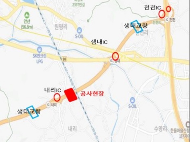 ▲ 비봉~매송간 도시고속도로 내리나들목~샘내나들목 통제구간ⓒ화성시 제공