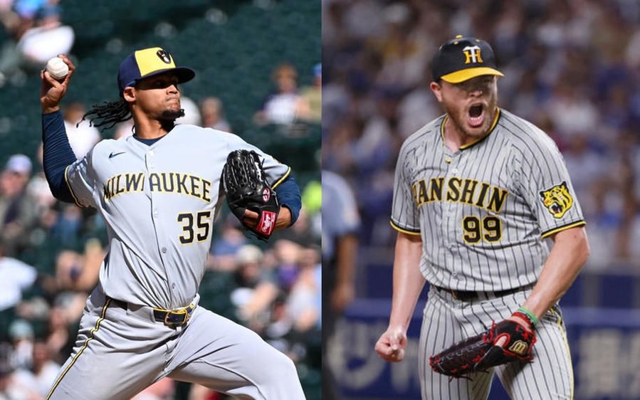 ▲ 롯데가 새 외국인 투수 엘빈 로드리게스(왼쪽), 제레미 비슬리와 계약했다.ⓒ롯데 자이언츠 제공