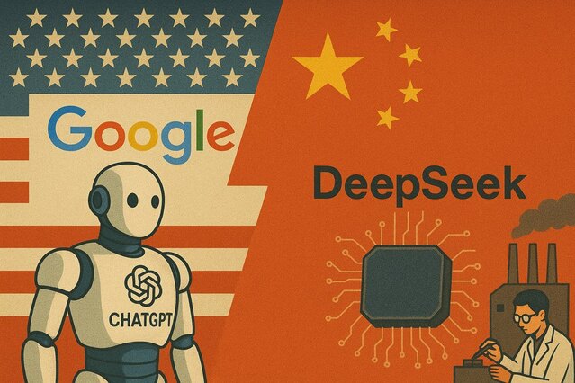 ▲ 미국과 중국의 인공지능(AI) 경쟁 관련 일러스트. 출처=챗GPT생성이미지ⓒ챗GPT