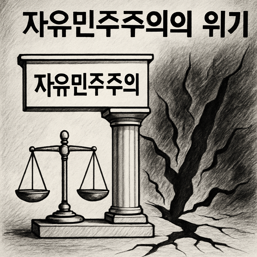 ▲ 자유민주주의가 위협받고 있다. 서구 뿐 아니라 대한민국도 위기에 처해 있다. ⓒ GPT